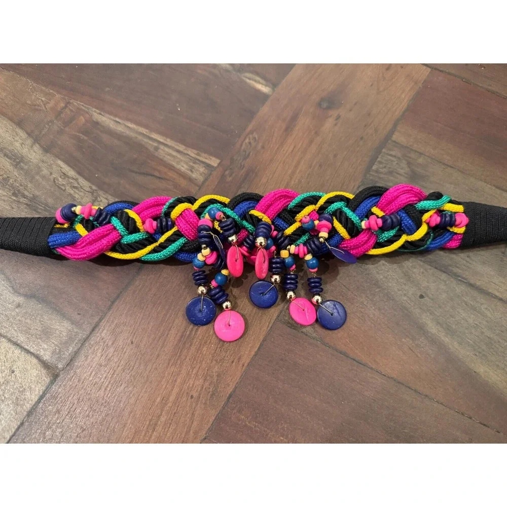 Vintage 80's Women's Beaded Stretch Boho Belt 31